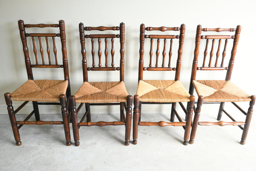4 Country Ash & Elm Spindle Back Chairs