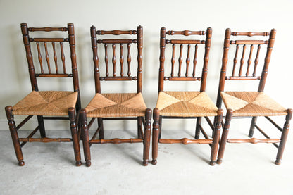4 Country Ash & Elm Spindle Back Chairs