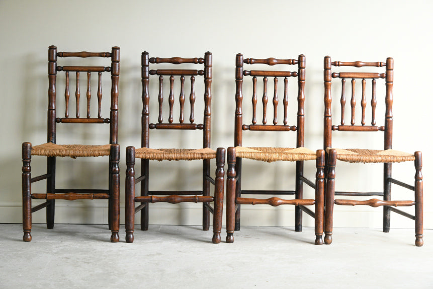4 Country Ash & Elm Spindle Back Chairs
