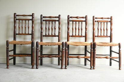 4 Country Ash & Elm Spindle Back Chairs
