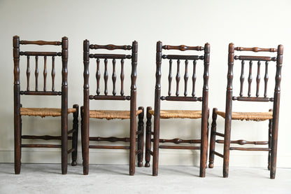 4 Country Ash & Elm Spindle Back Chairs