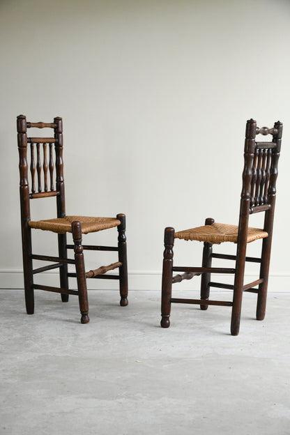 4 Country Ash & Elm Spindle Back Chairs