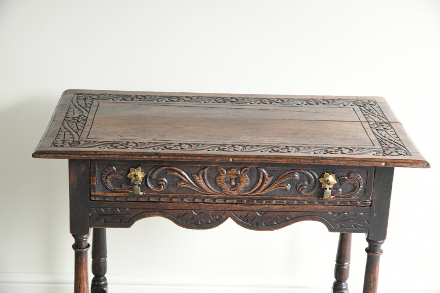Carved Oak Occasional Table