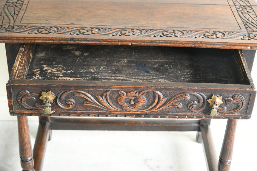 Carved Oak Occasional Table