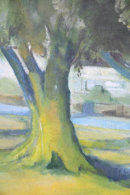 Large Trees Landscape Oil On Board