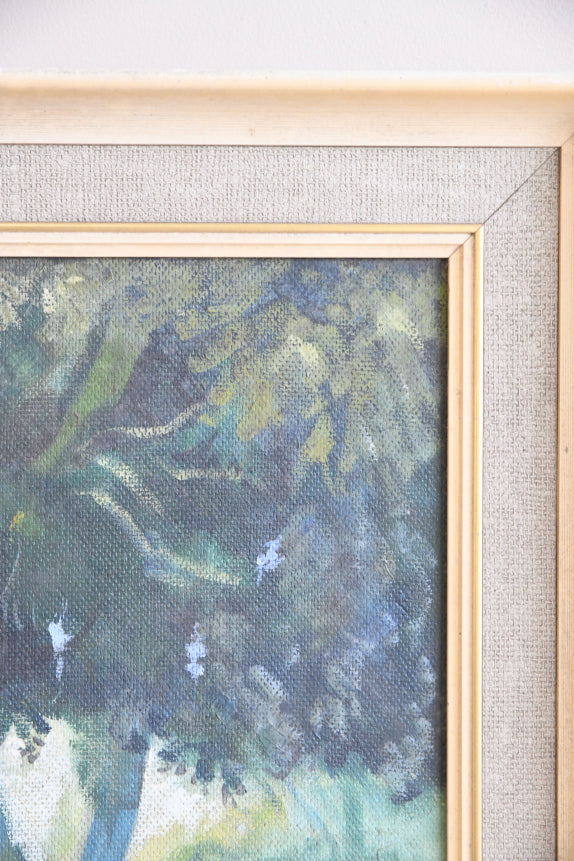Large Trees Landscape Oil On Board