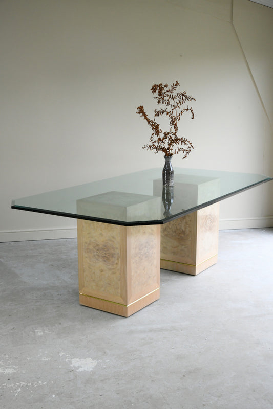 Drexel Heritage Corinthian Burl Ash & Glass Dining Table