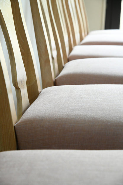 Set 8 Drexel Heritage Limed Ash Queen Anne Style Dining Chairs