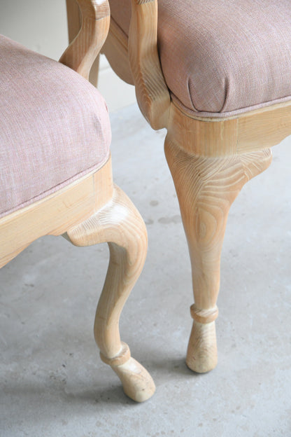 Set 8 Drexel Heritage Limed Ash Queen Anne Style Dining Chairs