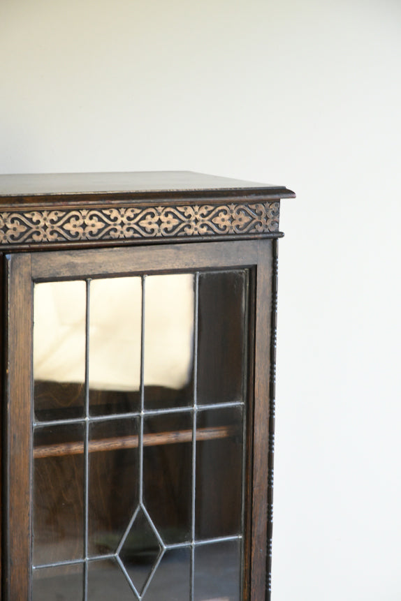 Vintage Oak Lead Glazed Bookcase