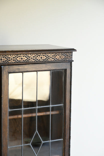 Vintage Oak Lead Glazed Bookcase