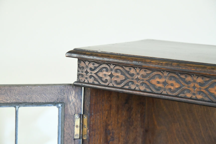 Vintage Oak Lead Glazed Bookcase