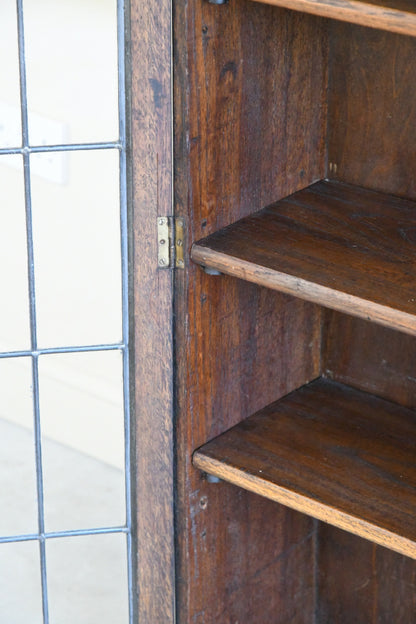 Vintage Oak Lead Glazed Bookcase