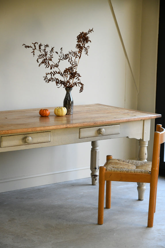 Large Antique Pine Kitchen Table
