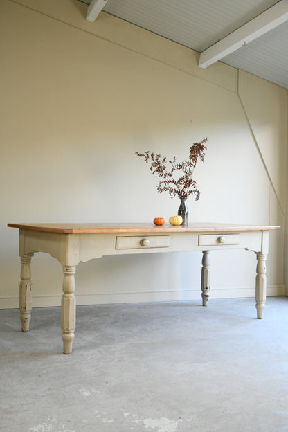 Large Antique Pine Kitchen Table