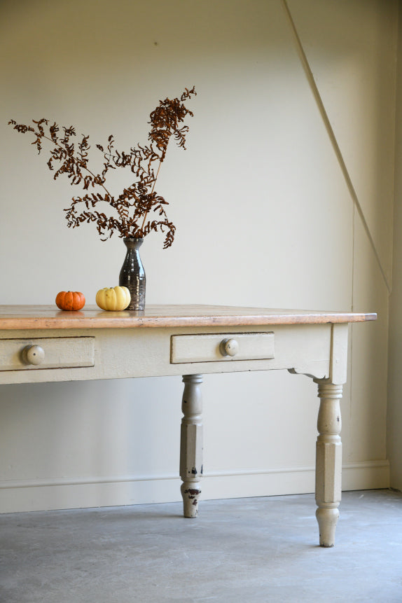 Large Antique Pine Kitchen Table