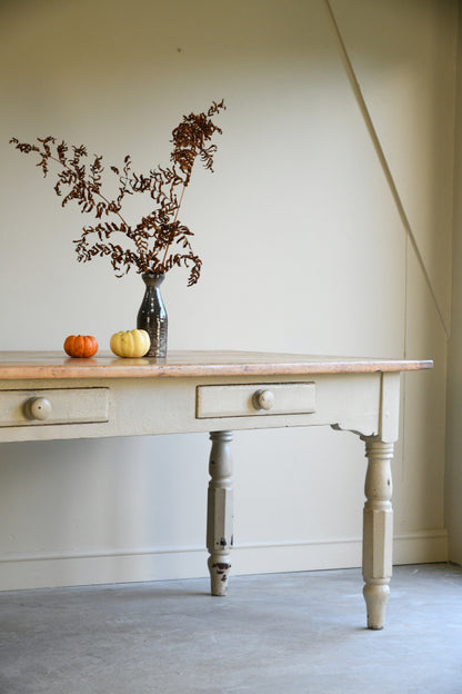 Large Antique Pine Kitchen Table