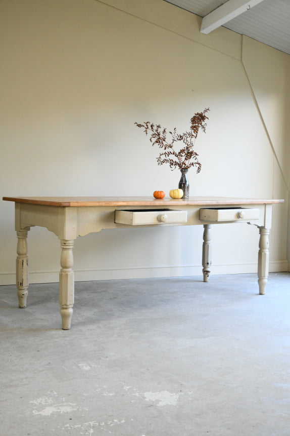 Large Antique Pine Kitchen Table