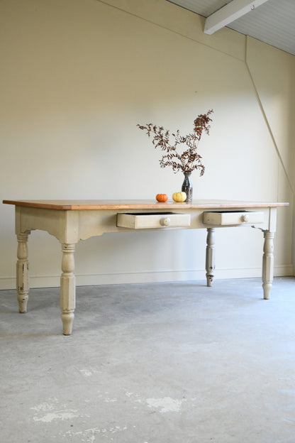 Large Antique Pine Kitchen Table