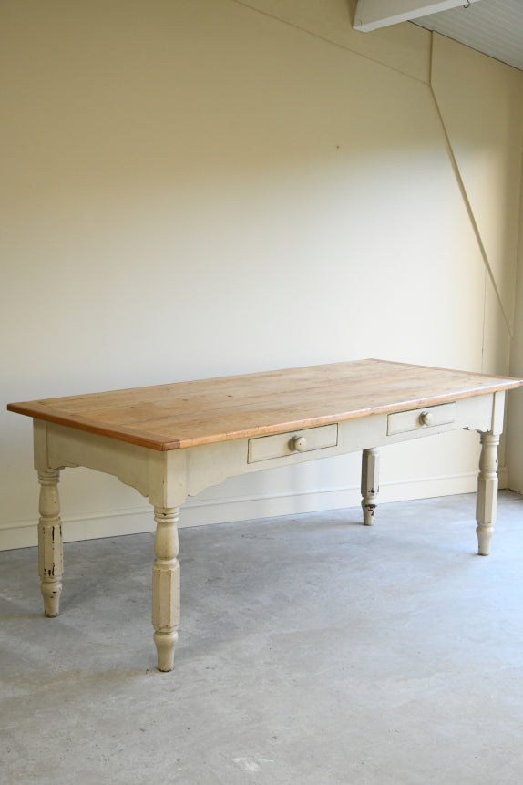 Large Antique Pine Kitchen Table