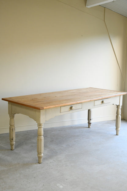 Large Antique Pine Kitchen Table