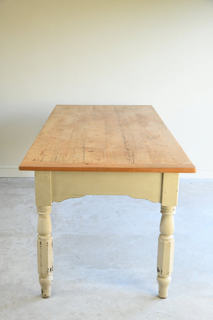 Large Antique Pine Kitchen Table