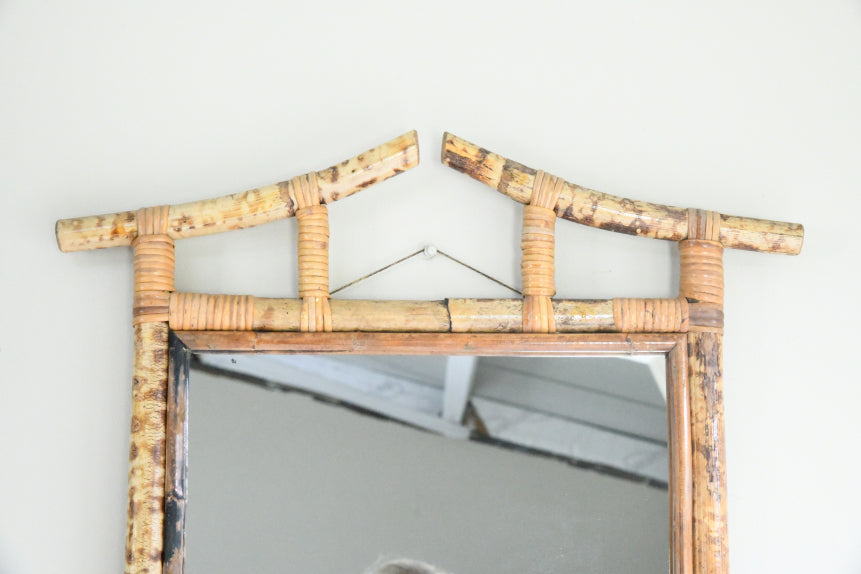 Vintage Oriental Style Bamboo Mirror