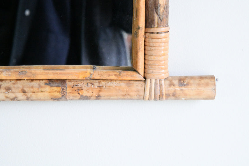 Vintage Oriental Style Bamboo Mirror