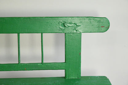 Antique Green Painted Pine European Bench