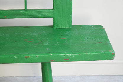 Antique Green Painted Pine European Bench