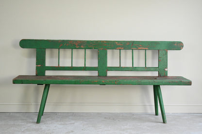 Green Painted European Bench