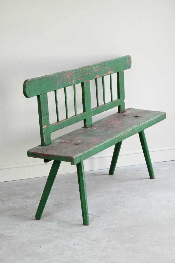 Green Painted European Bench
