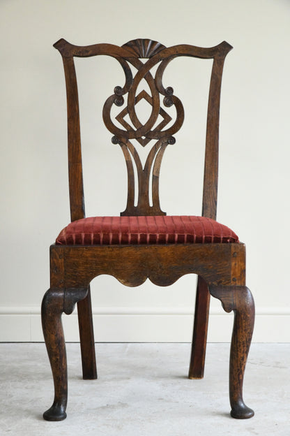 Georgian Oak Chippendale Style Chair