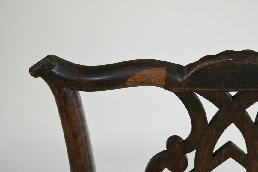 Georgian Oak Chippendale Style Chair