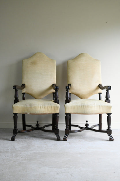 Pair French Mahogany Armchairs