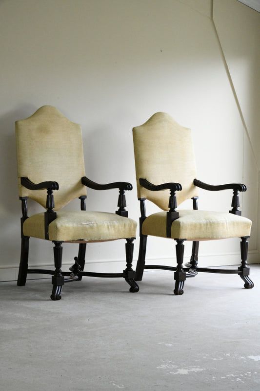 Pair French Mahogany Armchairs