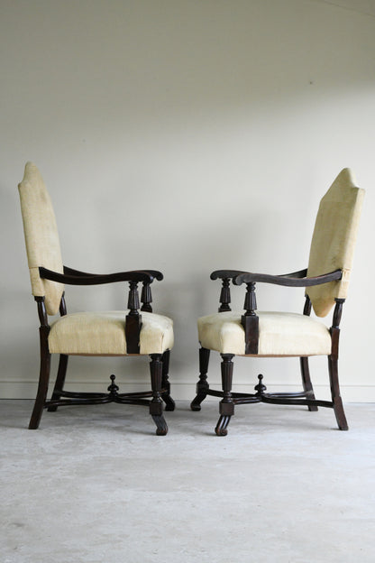 Pair French Mahogany Armchairs