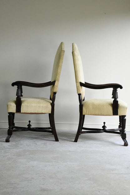 Pair French Mahogany Armchairs