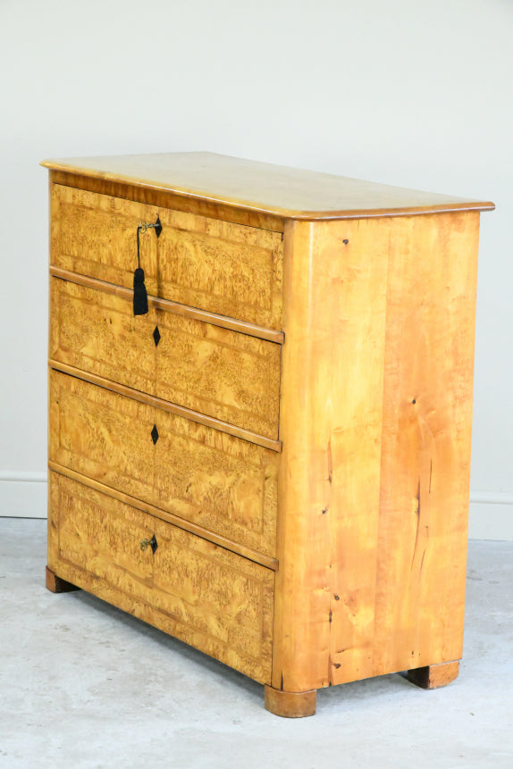 Antique Biedermeier Burr Birch Secretaire Chest