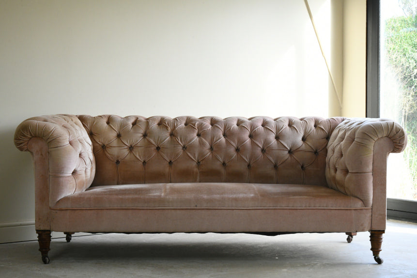 Antique Early 20th Century Upholstered Chesterfield Sofa