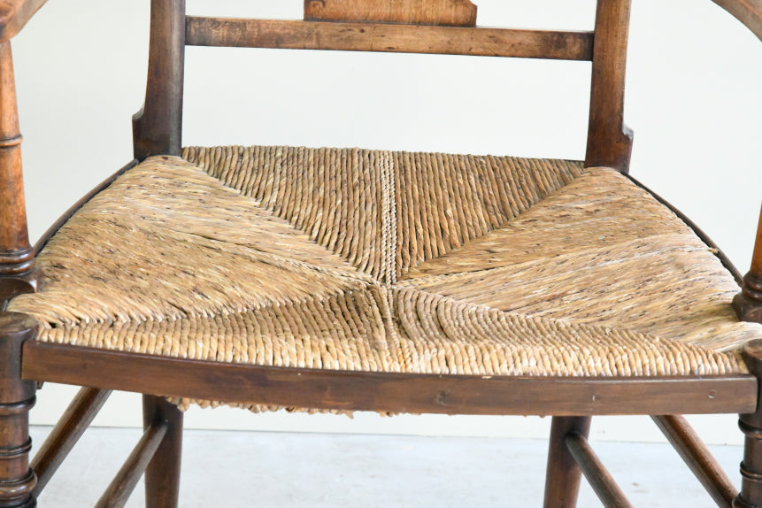 Antique Beech & Rush Arts & Crafts Style Occasional Chair