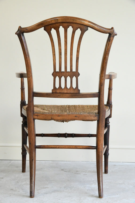 Antique Beech & Rush Arts & Crafts Style Occasional Chair
