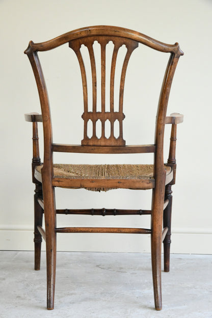 Antique Beech & Rush Arts & Crafts Style Occasional Chair