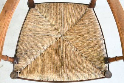 Antique Beech & Rush Arts & Crafts Style Occasional Chair