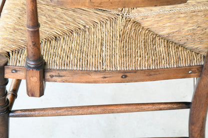 Antique Beech & Rush Arts & Crafts Style Occasional Chair