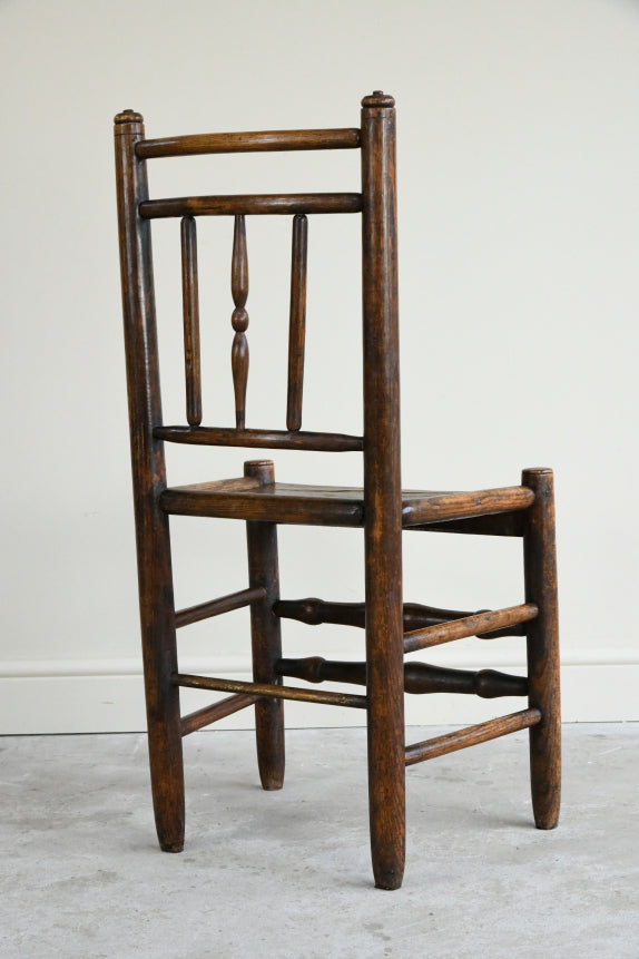 Antique Single Country Elm Kitchen Chair