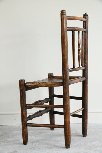 Antique Single Country Elm Kitchen Chair