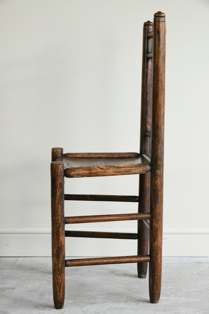 Antique Single Country Elm Kitchen Chair