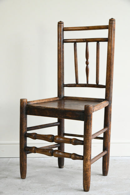 Antique Single Country Elm Kitchen Chair