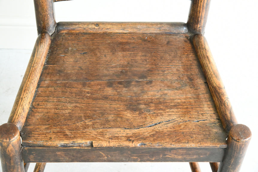 Antique Single Country Elm Kitchen Chair